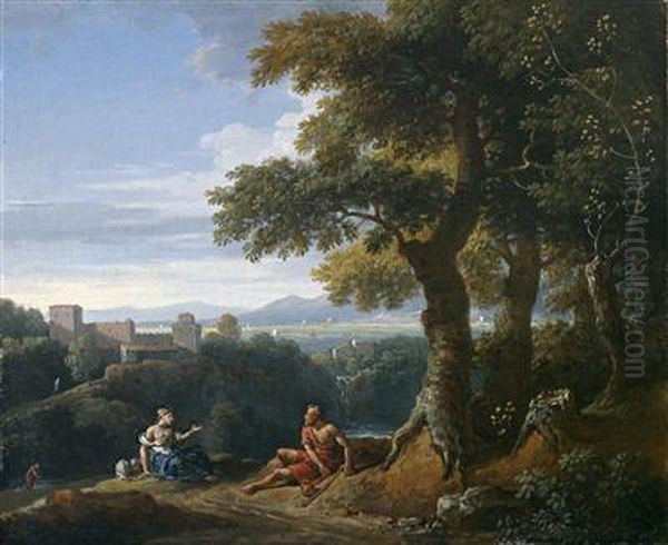 Landscape With Figural Staffage Oil Painting by Jan Frans Van Bloemen (Orizzonte)