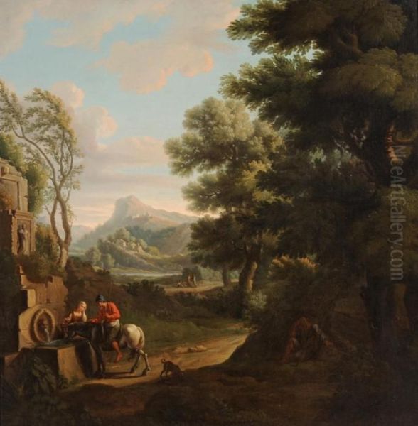 La Sosta Al Fontanile Oil Painting by Jan Frans Van Bloemen (Orizzonte)