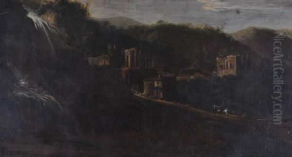 Extensive Italianate Classical Landscape Tivoli Oil Painting by Jan Frans Van Bloemen (Orizzonte)