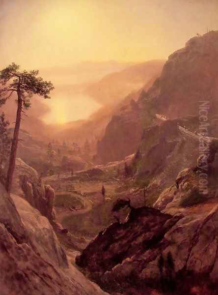 View Of Donner Lake California Oil Painting by Albert Bierstadt