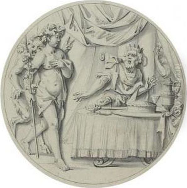 Dionysius And Silenus Oil Painting by Arent Van Bolten Van Zwolle