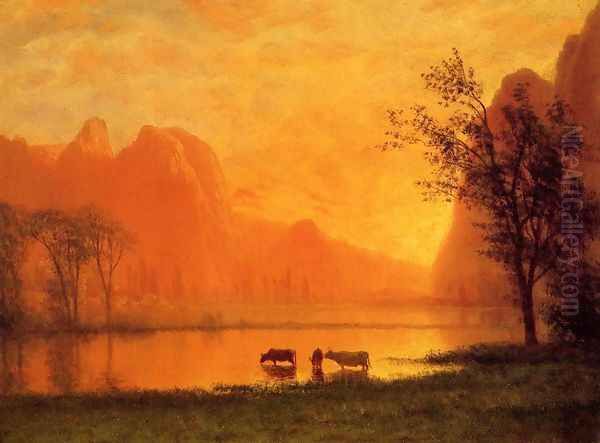 Sundown at Yosemite Oil Painting by Albert Bierstadt