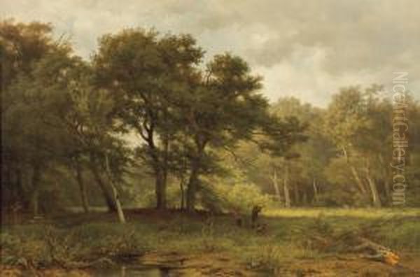 Pheasant Hunting Oil Painting by Jan Willem Van Borselen