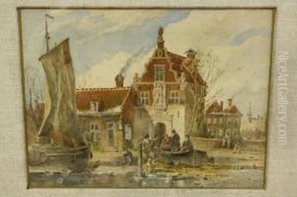 Hollands Havenplaatsje Oil Painting by Pieter Van Borselen