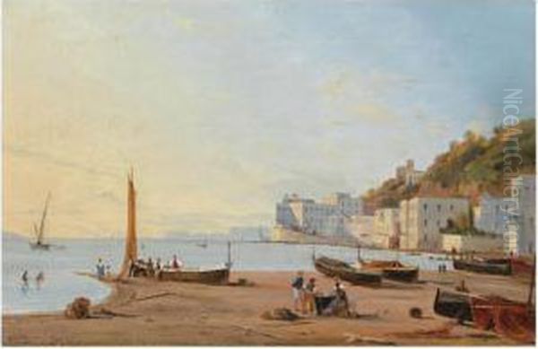 A View On Posillipo Near Naples Oil Painting by Pieter Van Borselen