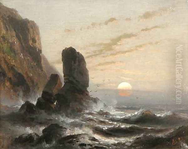 Oregon Coastline Oil Painting by Albert Bierstadt