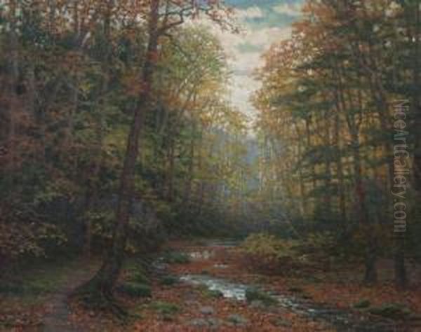 Stream Through The Woods Oil Painting by Robert Ward Van Boskerck