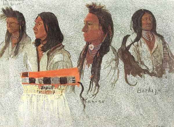 Four Indians 1859 Oil Painting by Albert Bierstadt