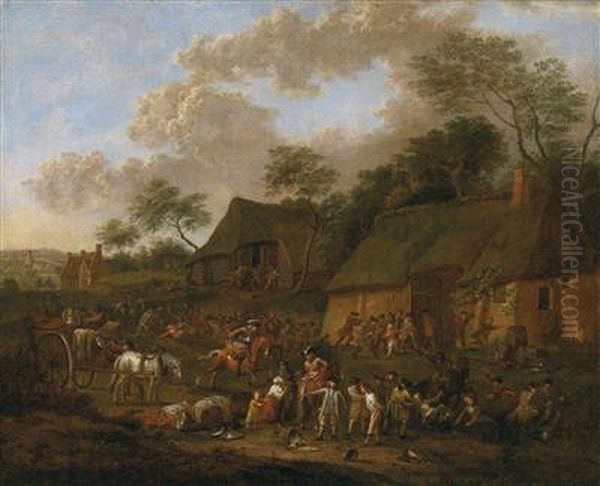 Soldiers Plundering A Village Oil Painting by Jan Peeter Van Bredael D. J.