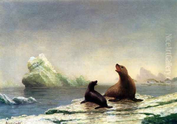 Seals Oil Painting by Albert Bierstadt