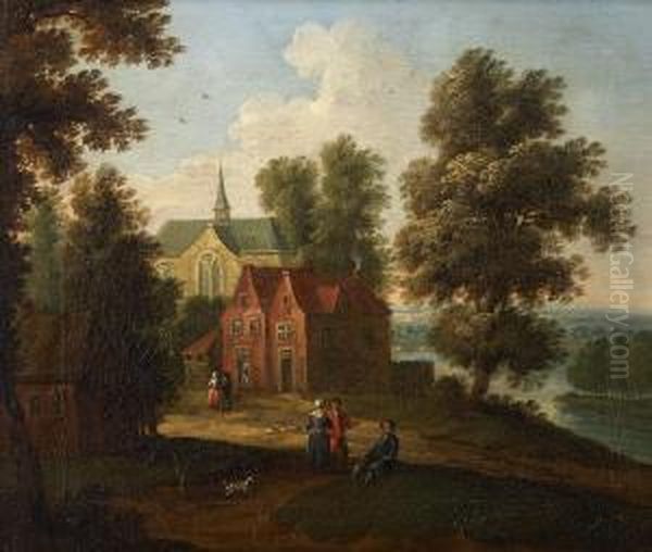 Dorflandschaft Mit Figuren Oil Painting by Jan Frans I Van Bredael