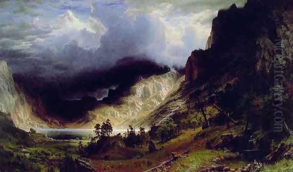 Storm in the Rocky Mountains, Mt. Rosalie, published 1869 Oil Painting by Albert Bierstadt