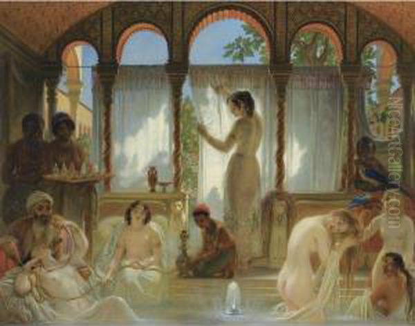 The Harem Bath Oil Painting by Philippe Van Bree