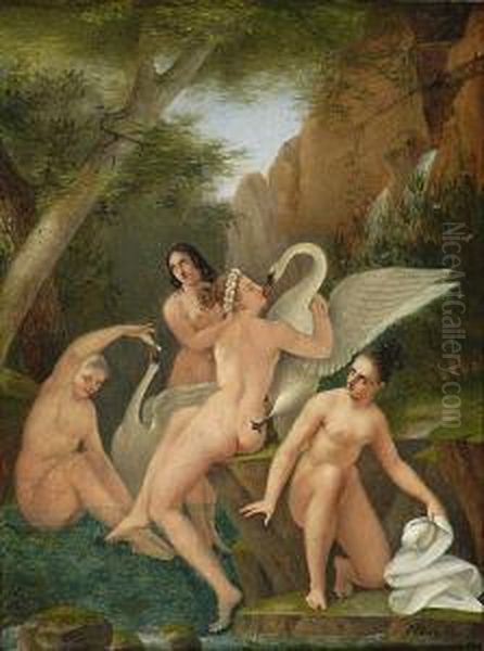 Leda Et Le Cygne Oil Painting by Philippe Van Bree