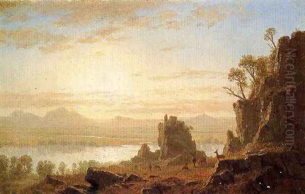 The Columbia River, Oregon Oil Painting by Albert Bierstadt