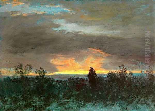 Sunset -Landscape Oil Painting by Albert Bierstadt