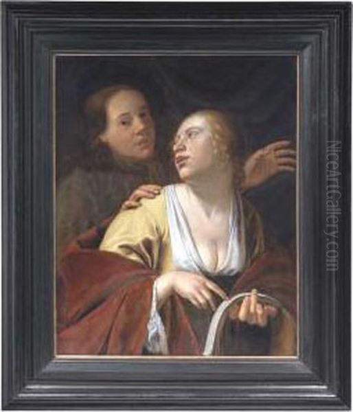 A Singing Couple Oil Painting by Jan Gerritsz van Bronchorst