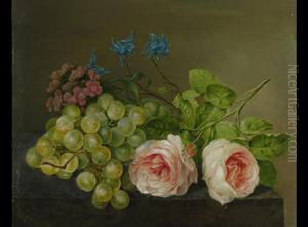 Blumen Und Weintrauben Oil Painting by Paul-Theodor Van Brussel