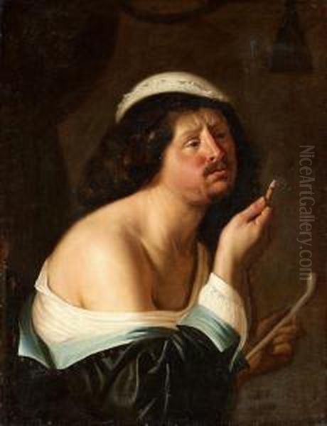 Manwith Clay Pipe Oil Painting by Jan Van Bijlert