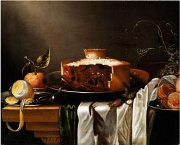 Stilleben Mit Pastete Oil Painting by Abraham Van Calraet