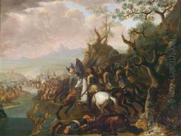 Einkavalleriegefecht Wahrend Der Belagerung Von Belgrad Oil Painting by Barend Van Kalraet