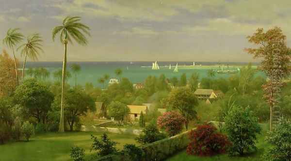 Panoramic View of the Harbour at Nassau in the Bahamas Oil Painting by Albert Bierstadt