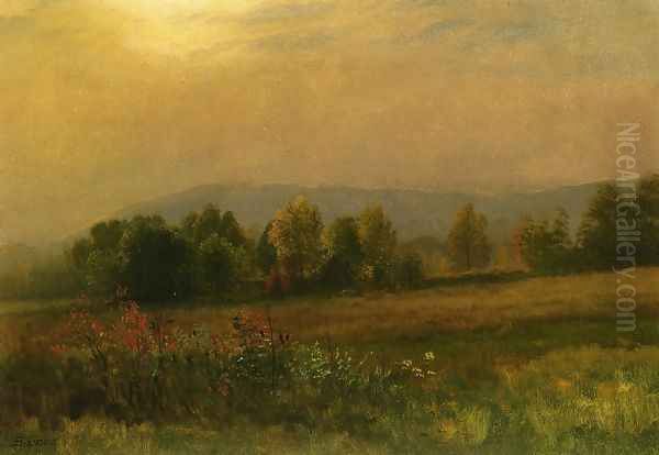 New England Landscape Oil Painting by Albert Bierstadt