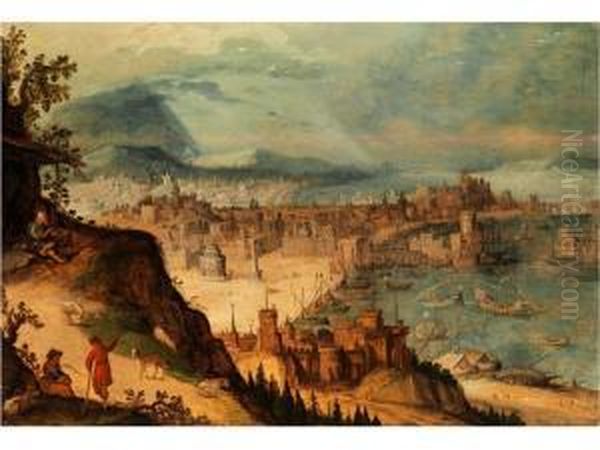 Idealansicht Einer Antiken Hafenstadt Oil Painting by Hendrick van Cleve