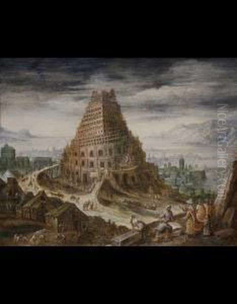 La Torre Di Babele Oil Painting by Hendrick van Cleve