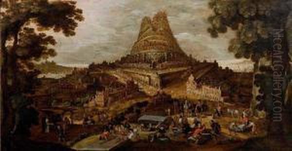 La Construction De La Tour De Babel Oil Painting by Hendrick van Cleve