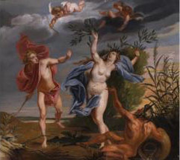 Apollo Und Daphne Oil Painting by Jan Van Cleve