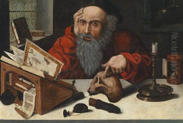 St. Jerome In His Studio Oil Painting by Joos Van Cleve