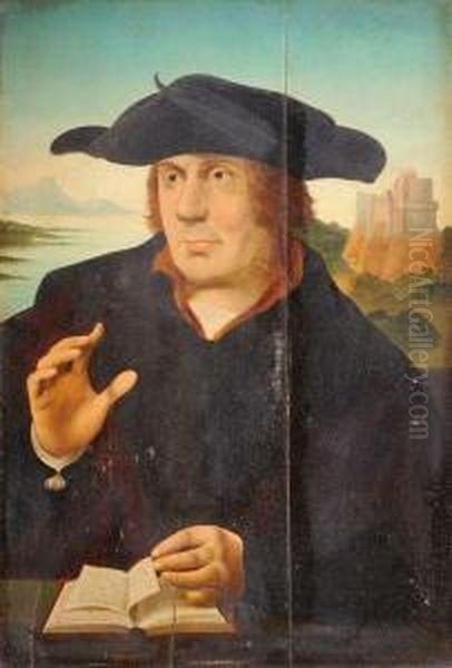 Portrait D'homme Sur Fond De Paysage Oil Painting by Joos Van Cleve