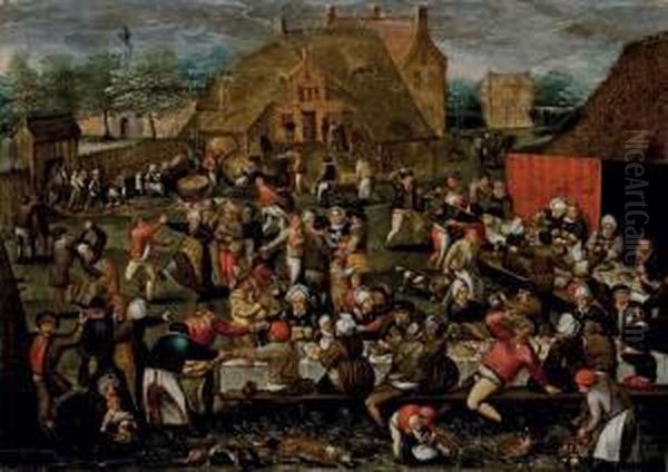 Le Banquet De Mariage Oil Painting by Marten Van Cleve