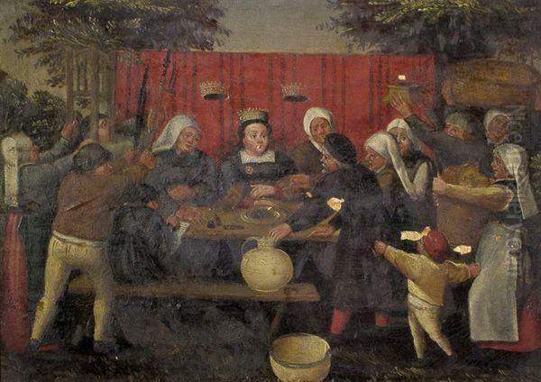 Le Repas De La Mariee Oil Painting by Marten Van Cleve