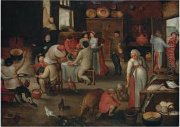 The Interior Of An Inn With Mary And Joseph Refused Entry At Thedoor by Marten Van Cleve