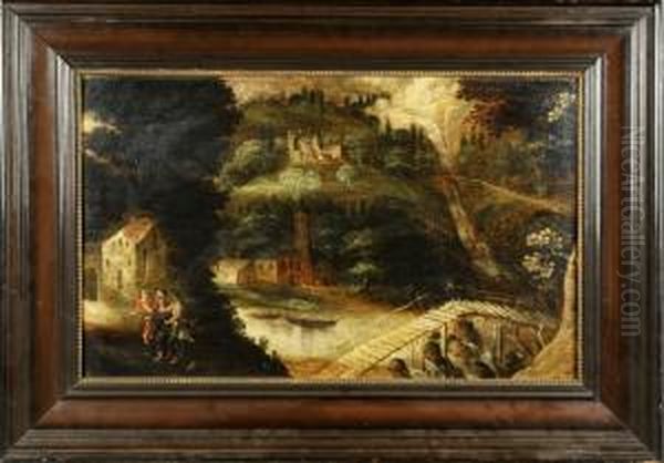 Paysage Avec Figures Et Batiments Oil Painting by Gillis van Coninxloo