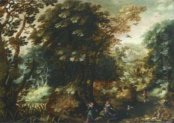 A Forest Landscape Oil Painting by Gillis van Coninxloo