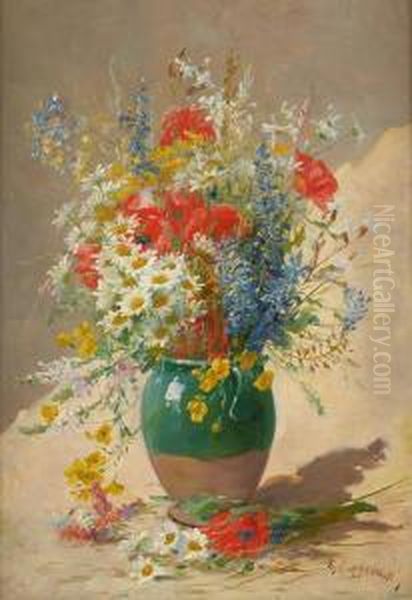 Vase Fleuri De Fleurs Des Champs Oil Painting by Edmond Van Coppenolle