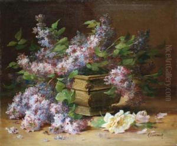 Composition Aux Lilas Oil Painting by Edmond Van Coppenolle