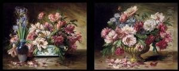 Natures Mortes Aux Fleurs Oil Painting by Edmond Van Coppenolle