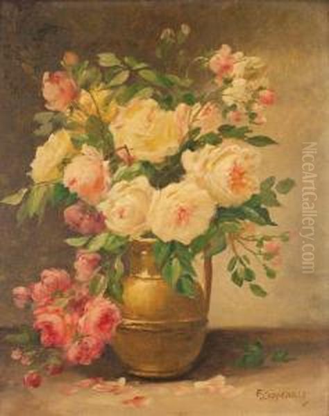 Bouquet De Fleurs Oil Painting by Edmond Van Coppenolle