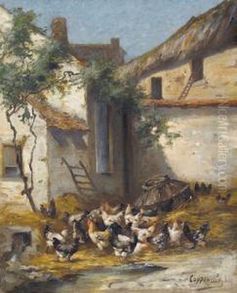 Sonnige Huhnerhofszene Oil Painting by Jacques Van Coppenolle