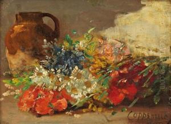 Bouquet De Fleurs Tricolore Oil Painting by Jacques Van Coppenolle