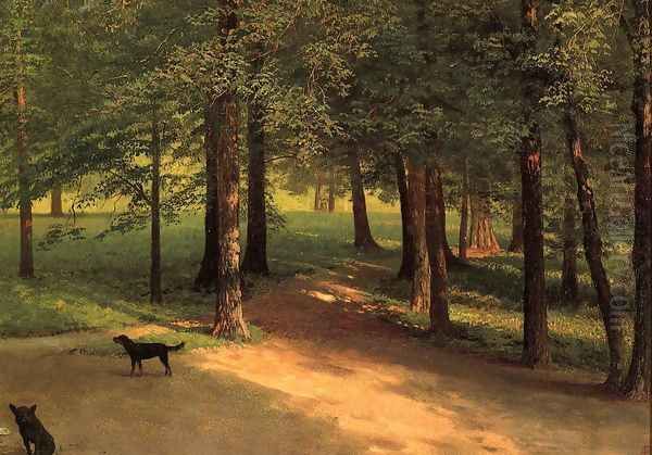 Irvington Woods Oil Painting by Albert Bierstadt