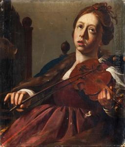 The Violin Player Oil Painting by Christian Gillisz. Van Couwenbergh