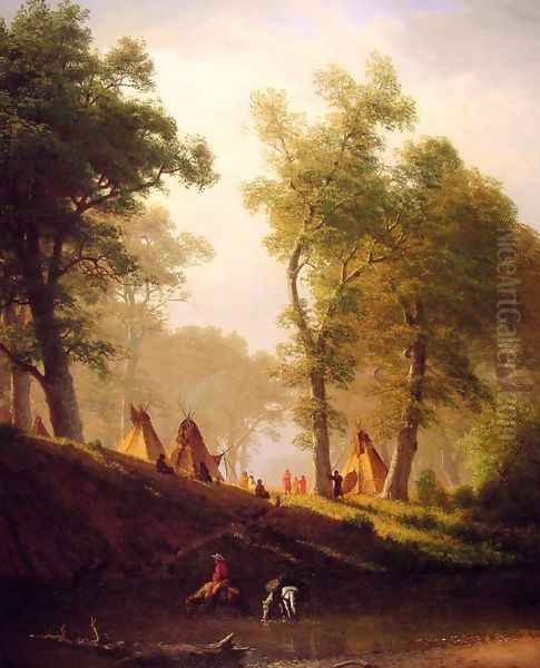 The Wolf River, Kansas Oil Painting by Albert Bierstadt