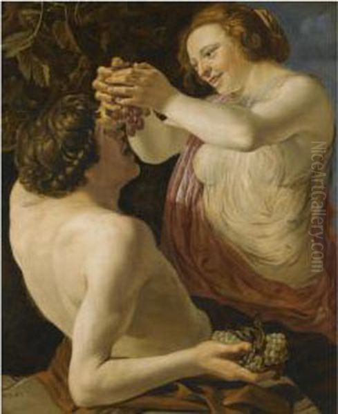 Nymph And Satyr Oil Painting by Christian Gillisz. Van Couwenbergh