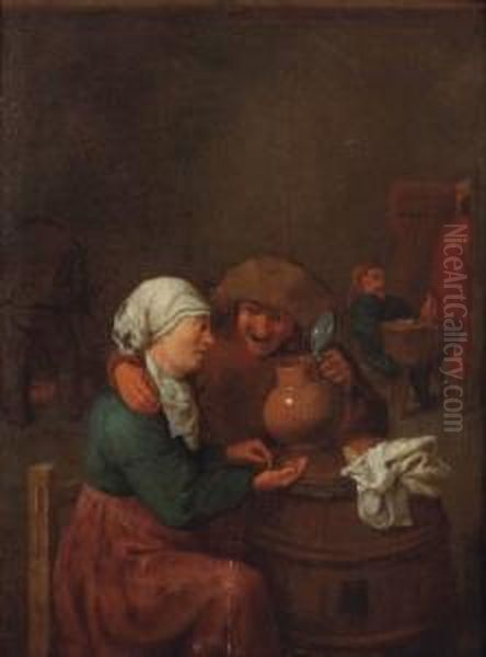 A Peasant Couple Drinking In A Tavern Oil Painting by Joos van Craesbeeck