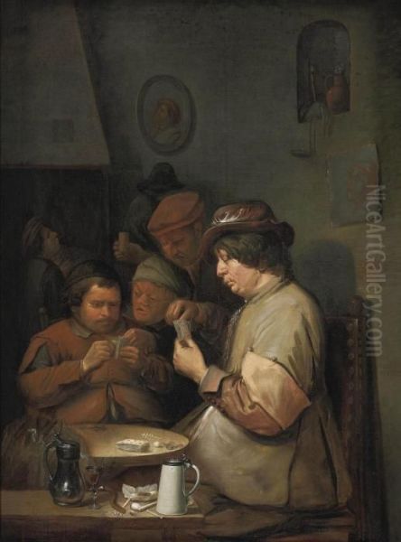 Card Players In An Inn Oil Painting by Joos van Craesbeeck